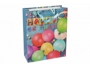 Пакет подарунковий "Happy Birthday з кульками" (01), 26х32х10см